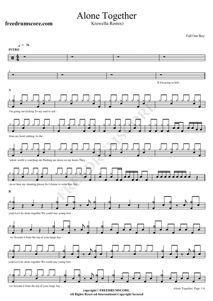 Alone Together Drum Set scores gallery preview page 1