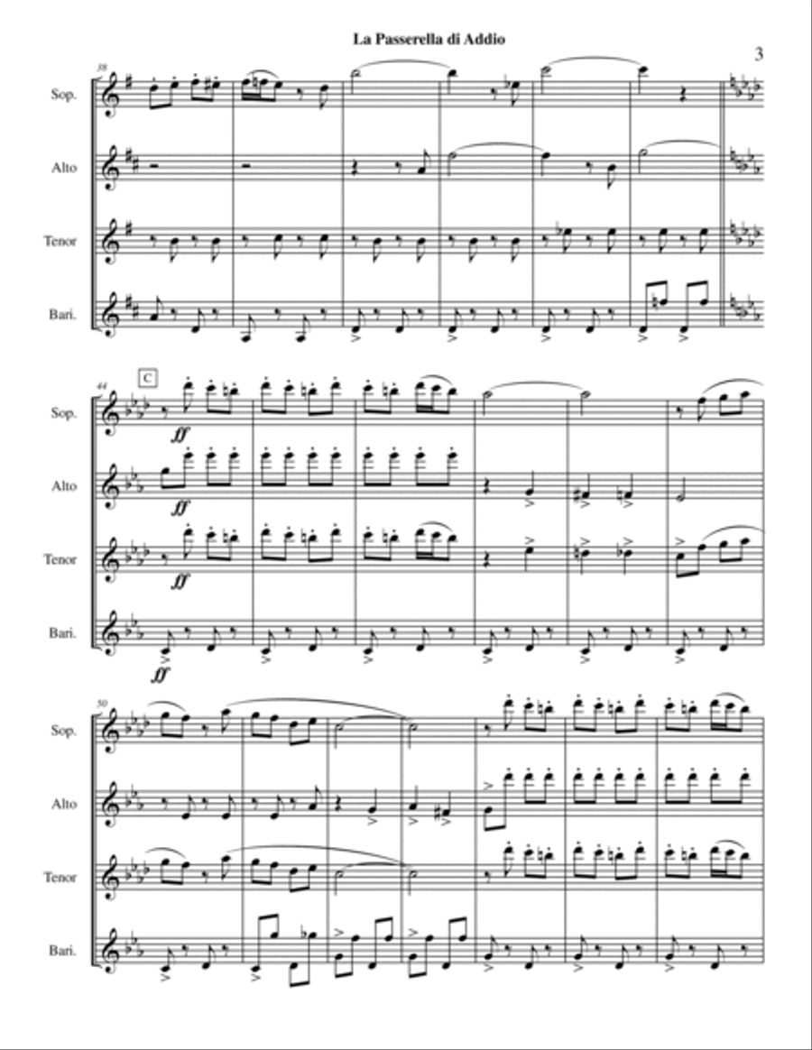 La Passerella Di Addio Saxophone Quartet scores gallery preview page 5