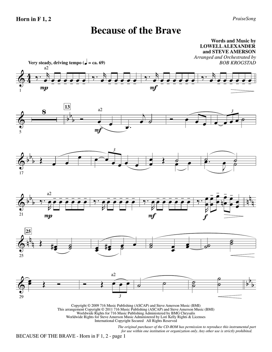 Because Of The Brave - F Horn 1 & 2