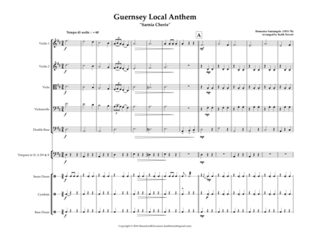 Guernsey Local Anthem (Sarnia Cherie) for String Orchestra & Percussion image number null