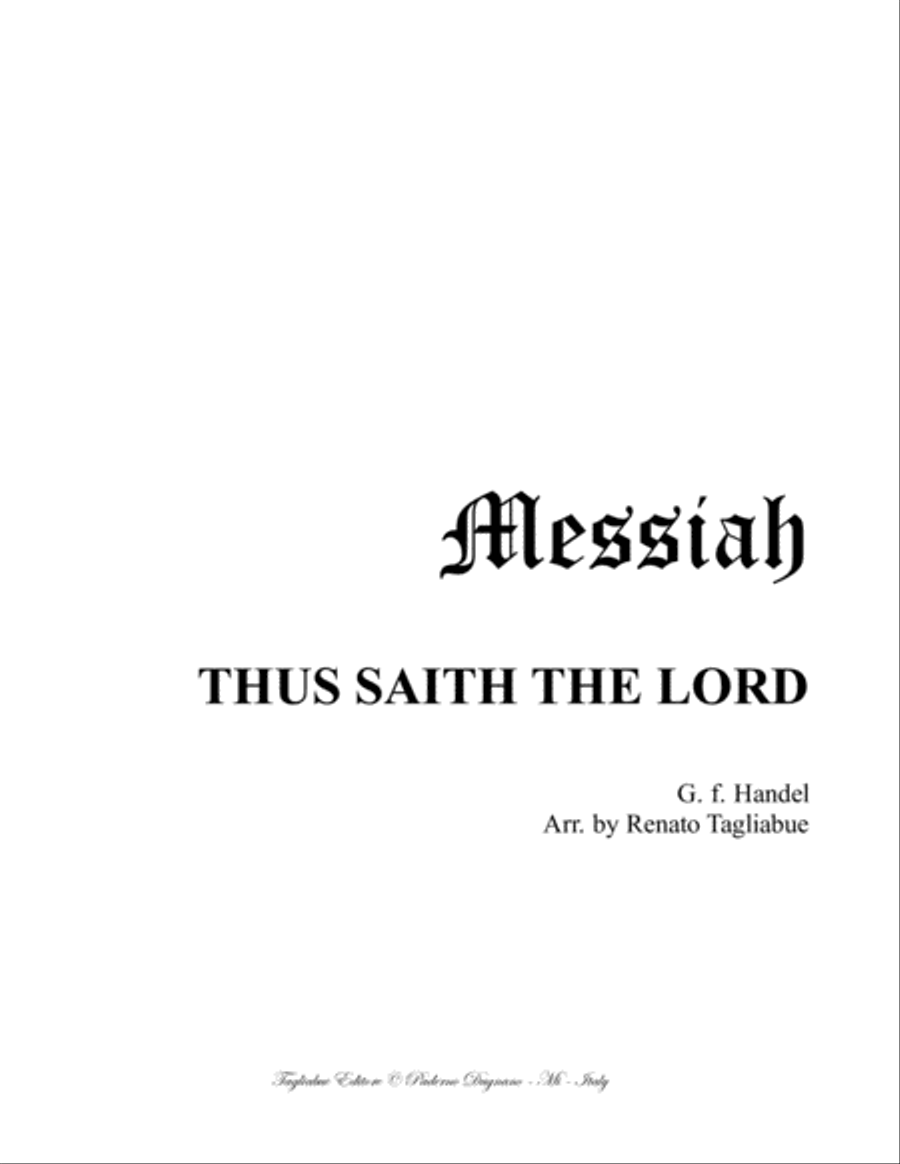 THUS SAITH THE LORD - Messiah - For Bass and Organ (or Harpschords) THUS SAITH THE LORD - Messiah - For Bass and Organ (or Harpschords) Small Ensemble scores gallery preview page 1