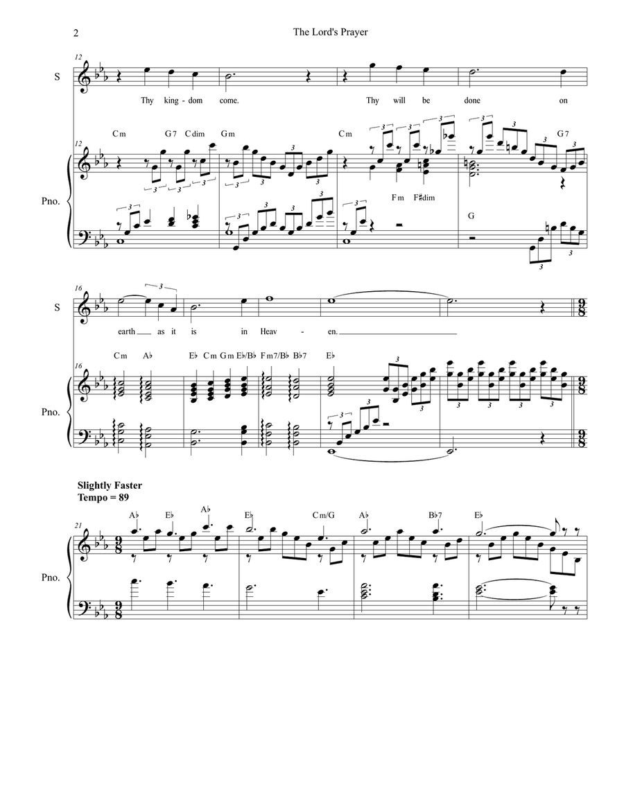 The Lord's Prayer Tenor Voice scores gallery preview page 2
