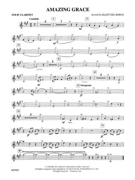 Amazing Grace: 2nd B-flat Clarinet