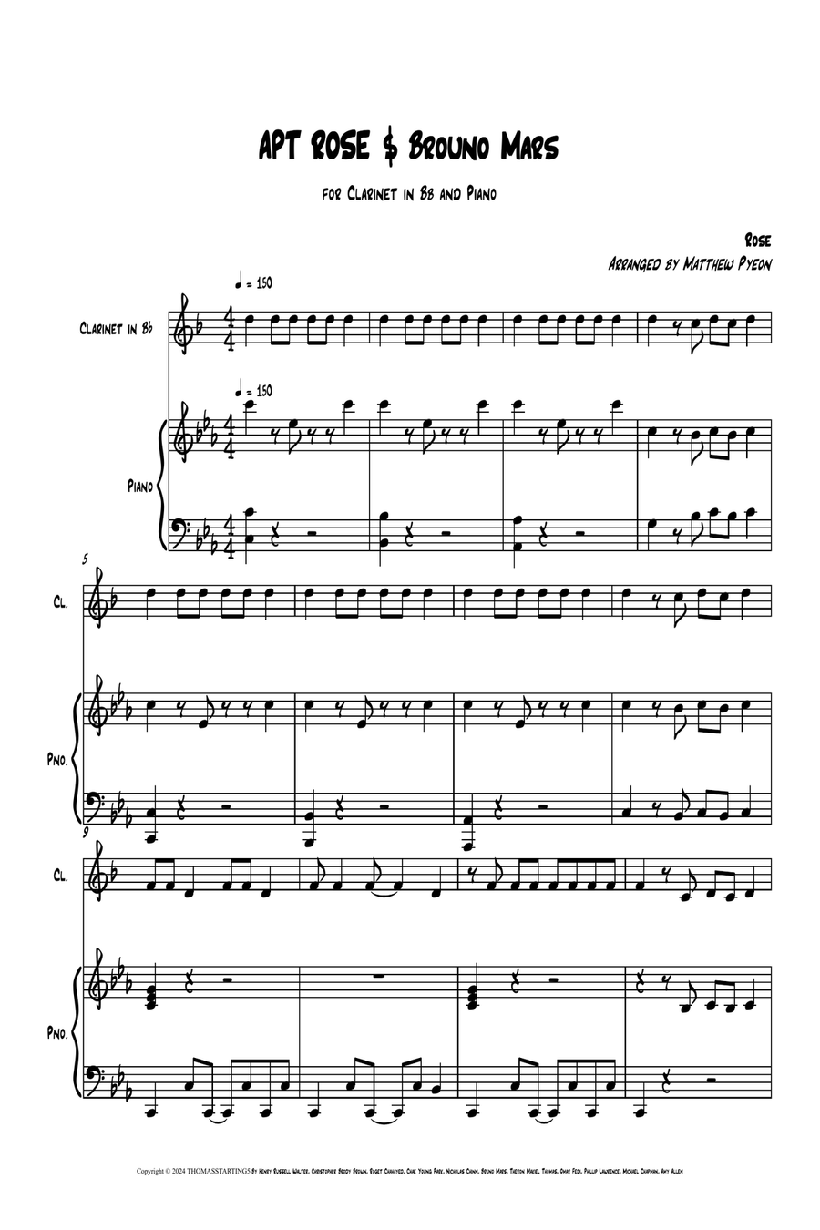 Apt. Clarinet Solo scores gallery preview page 1