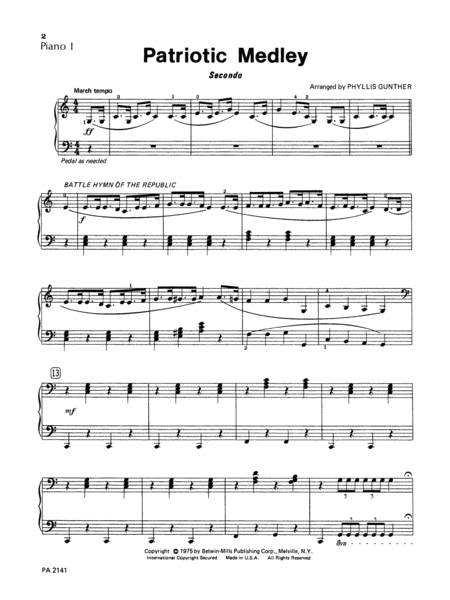 Patriotic Medley by Phyllis Gunther Piano Solo - Sheet Music