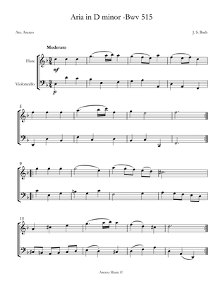 Book cover for aria bwv 515 flute and cello sheet music