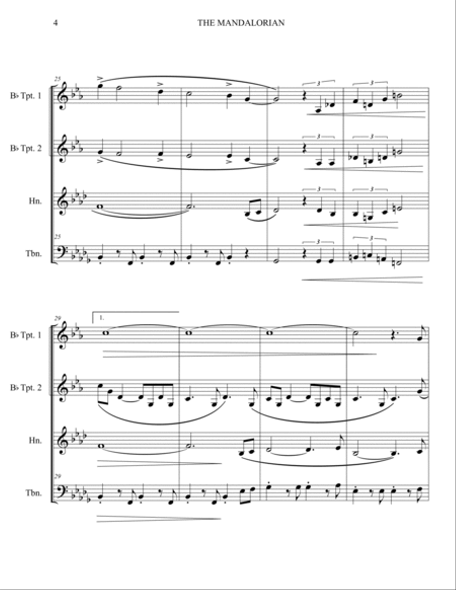 The Mandalorian Brass Quartet scores gallery preview page 4