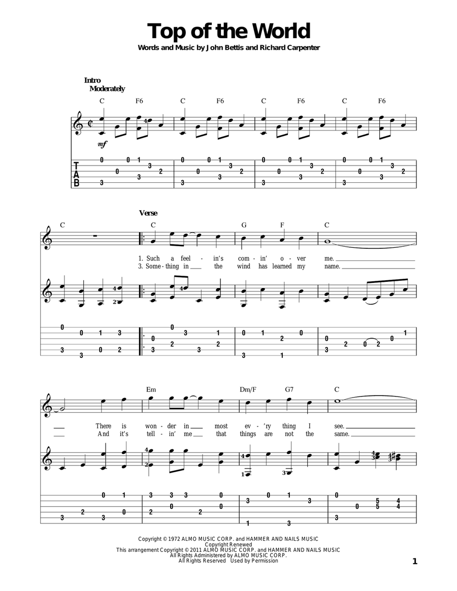 Top Of The World Acoustic Guitar scores gallery preview page 1
