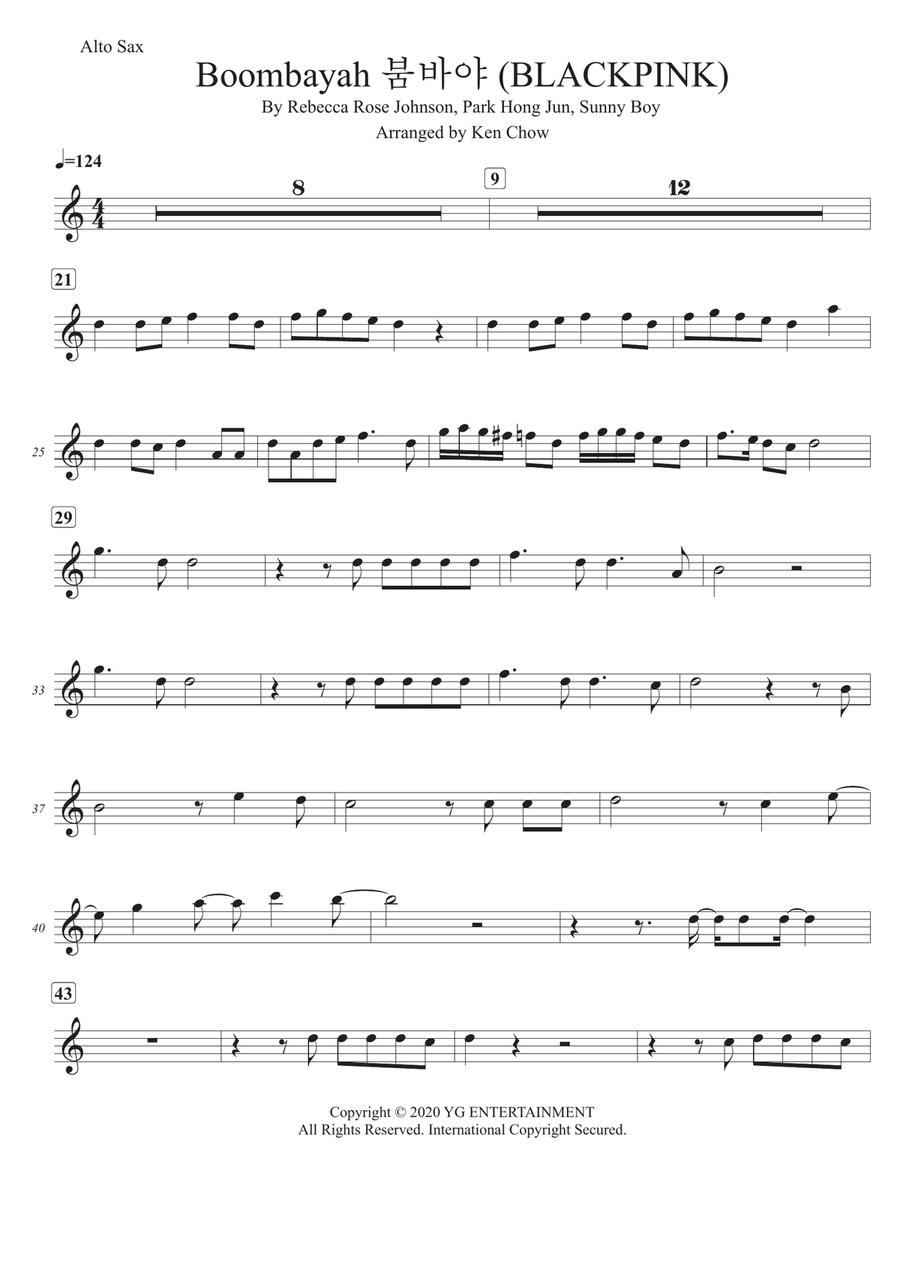 Boombayah Boombayah Alto Saxophone scores gallery preview page 1