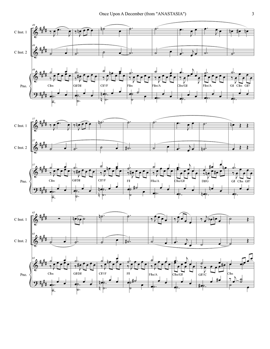 Once Upon A December from the Twentieth Century Fox Motion Picture ANASTASIA Piano scores gallery preview page 3