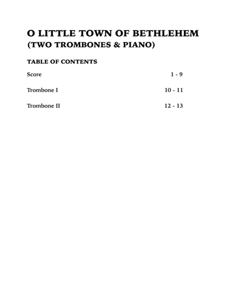 O Little Town of Bethlehem (Trio for Two Trombones and Piano) image number null