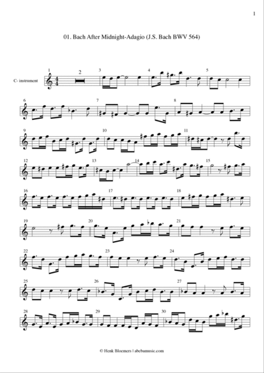 Adagio from Bach BWV 564 Small Ensemble scores gallery preview page 3