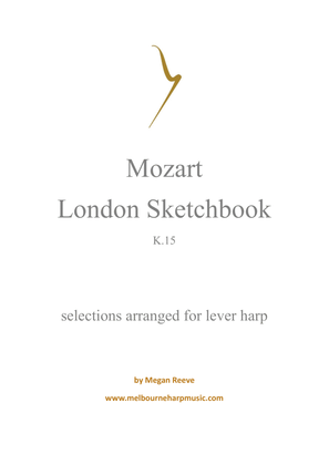 Book cover for Mozart's London Sketchbook K.15 arranged for lever harp