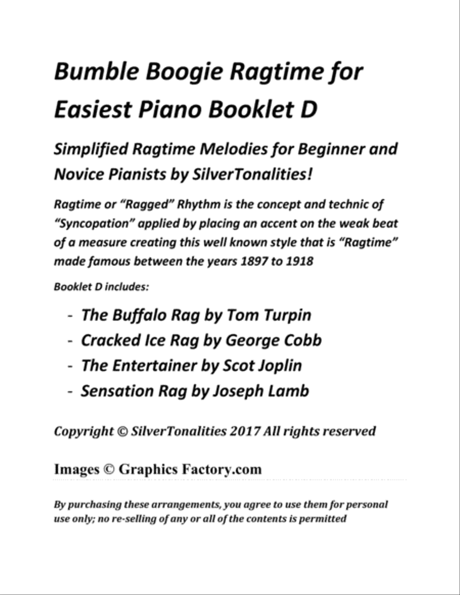 Bumble Boogie Ragtime for Easiest Piano Booklet D