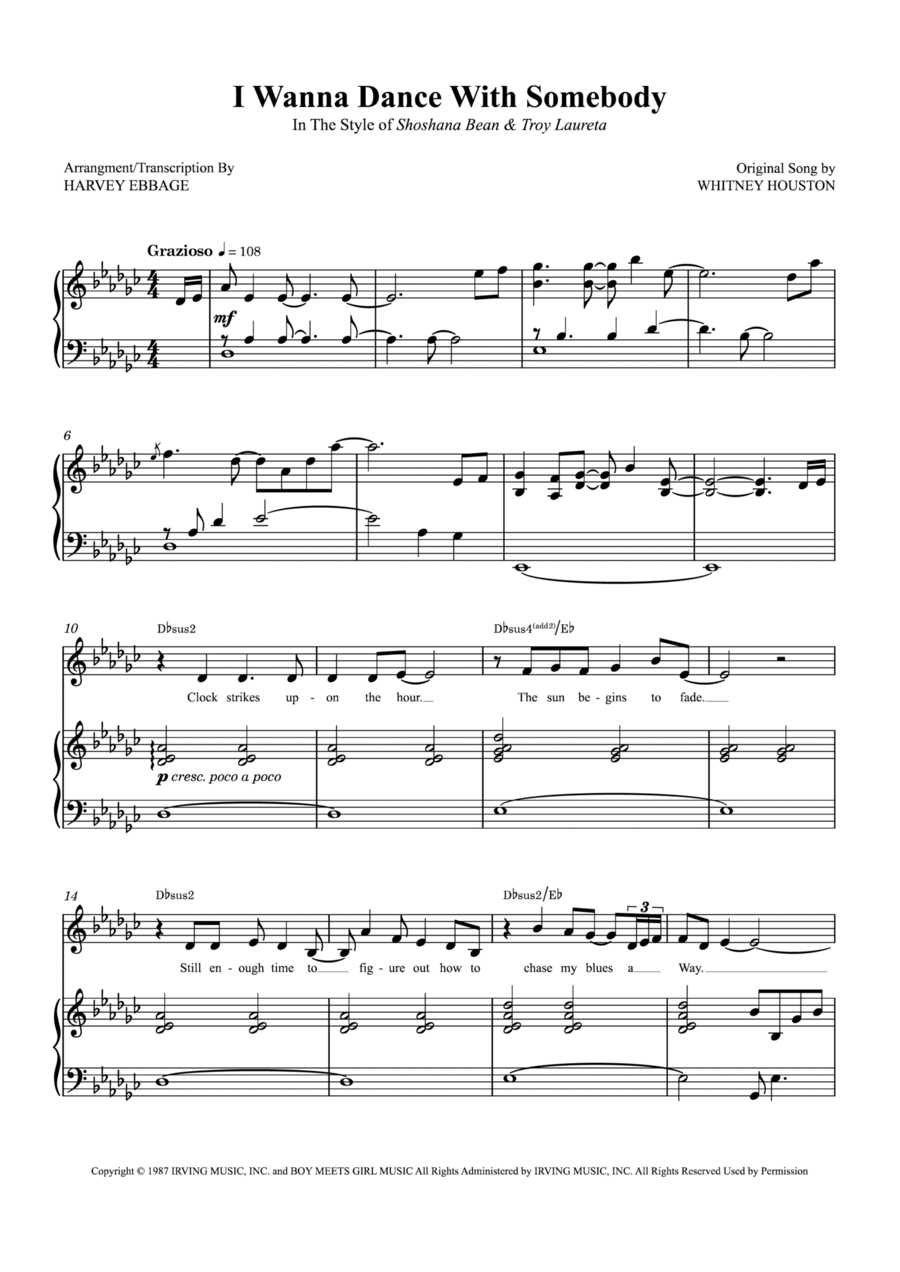 I Wanna Dance With Somebody Voice scores gallery preview page 1