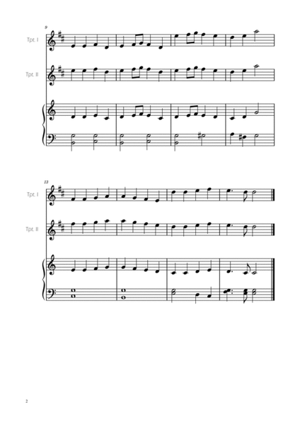 Ode To Joy - Easy Trumpet Duet w/ piano accompaniment image number null