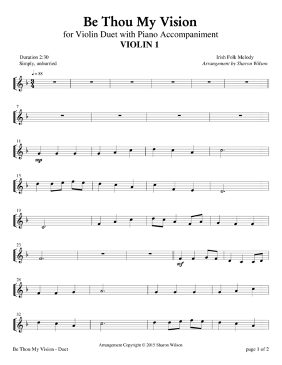 Be Thou My Vision (Violin Duet with Piano Accompaniment) String Duet scores gallery preview page 2