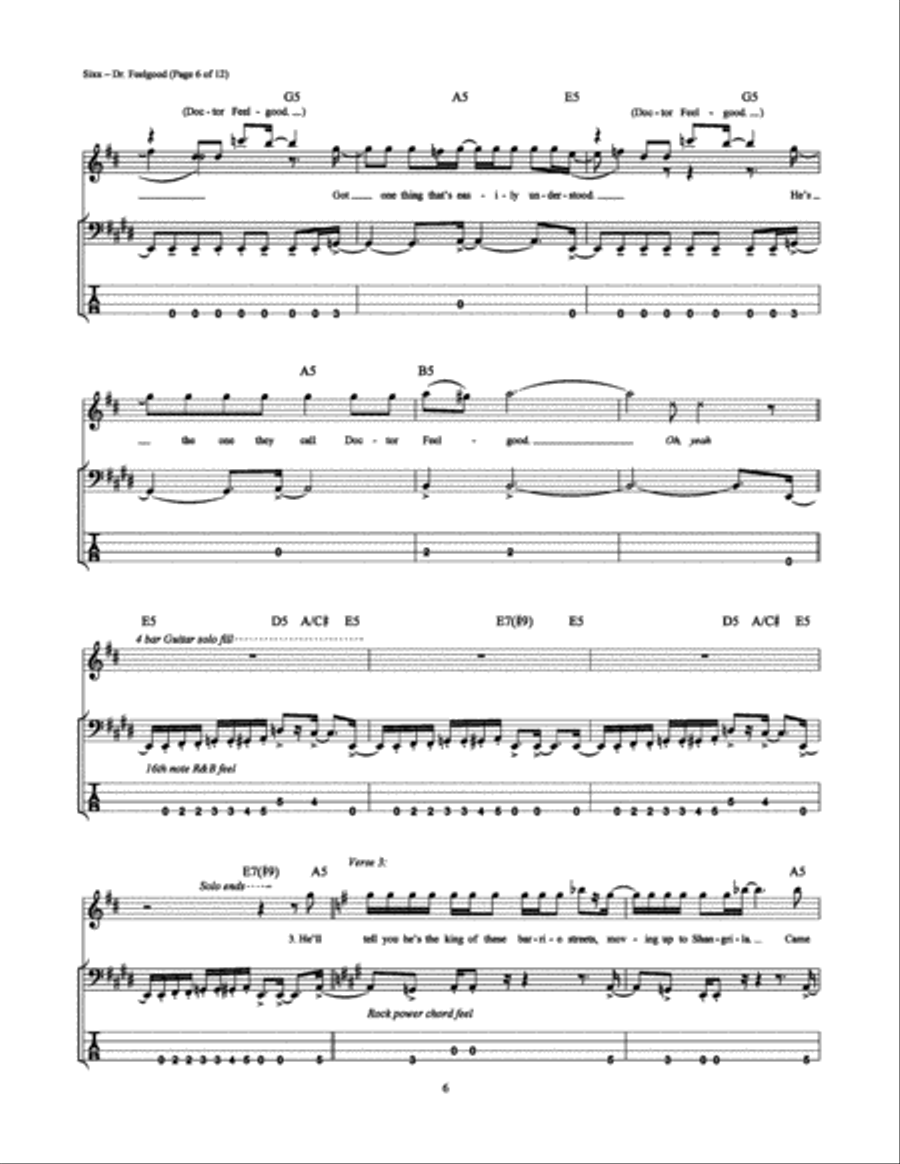 Dr. Feelgood Bass Guitar Tablature scores gallery preview page 6