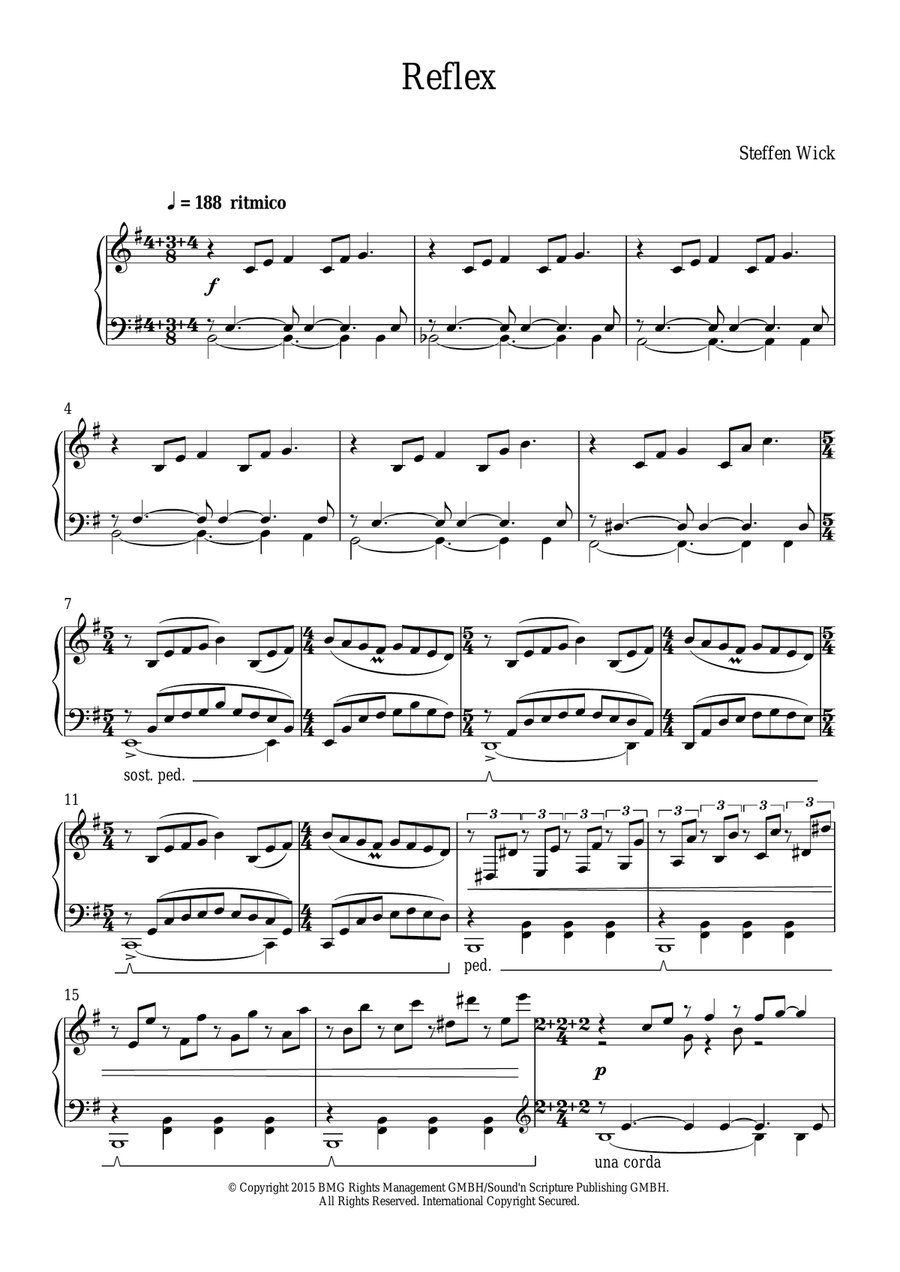 Reflex Reflex Piano Solo scores gallery preview page 1