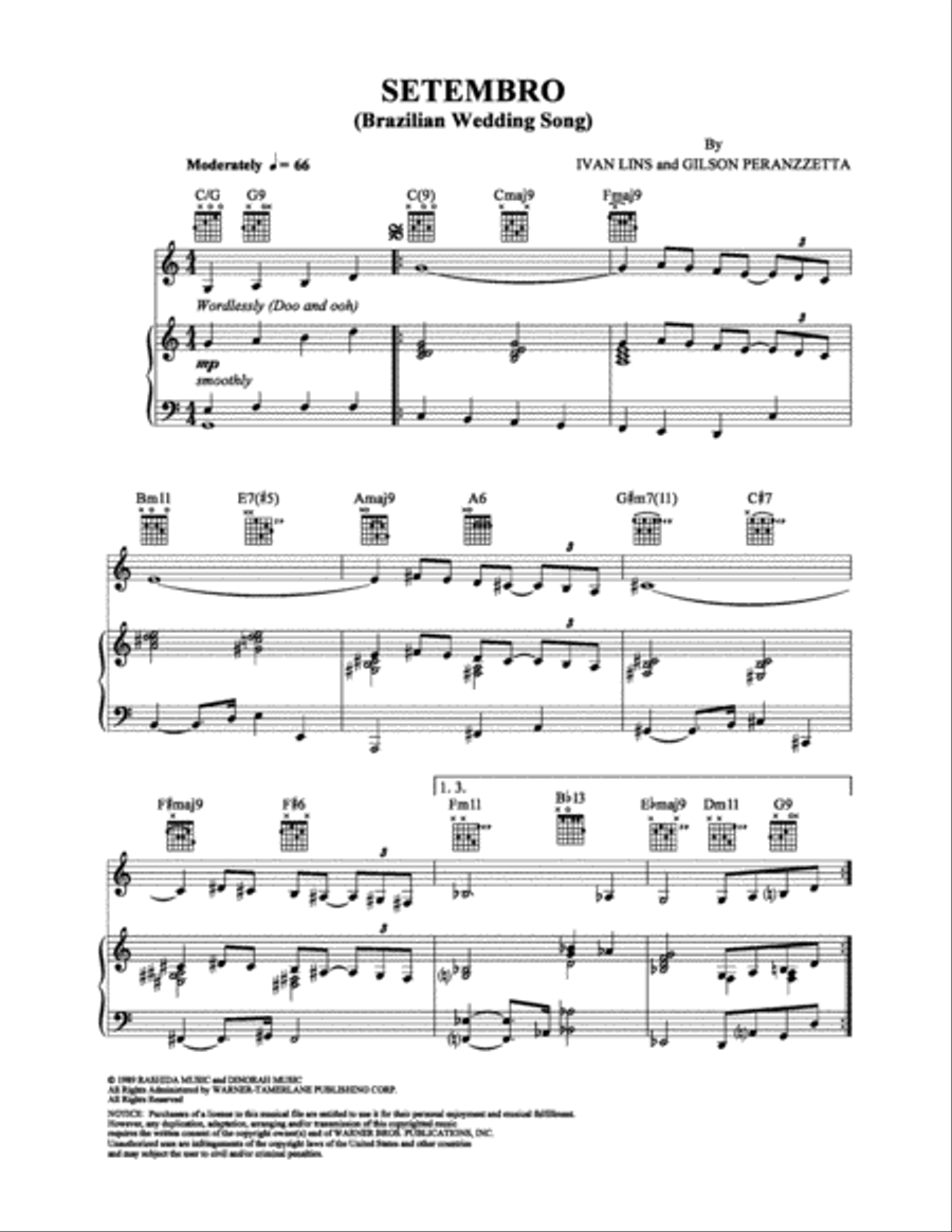 Setembro (Brazilian Wedding Song) Piano, Vocal, Guitar scores gallery preview page 1