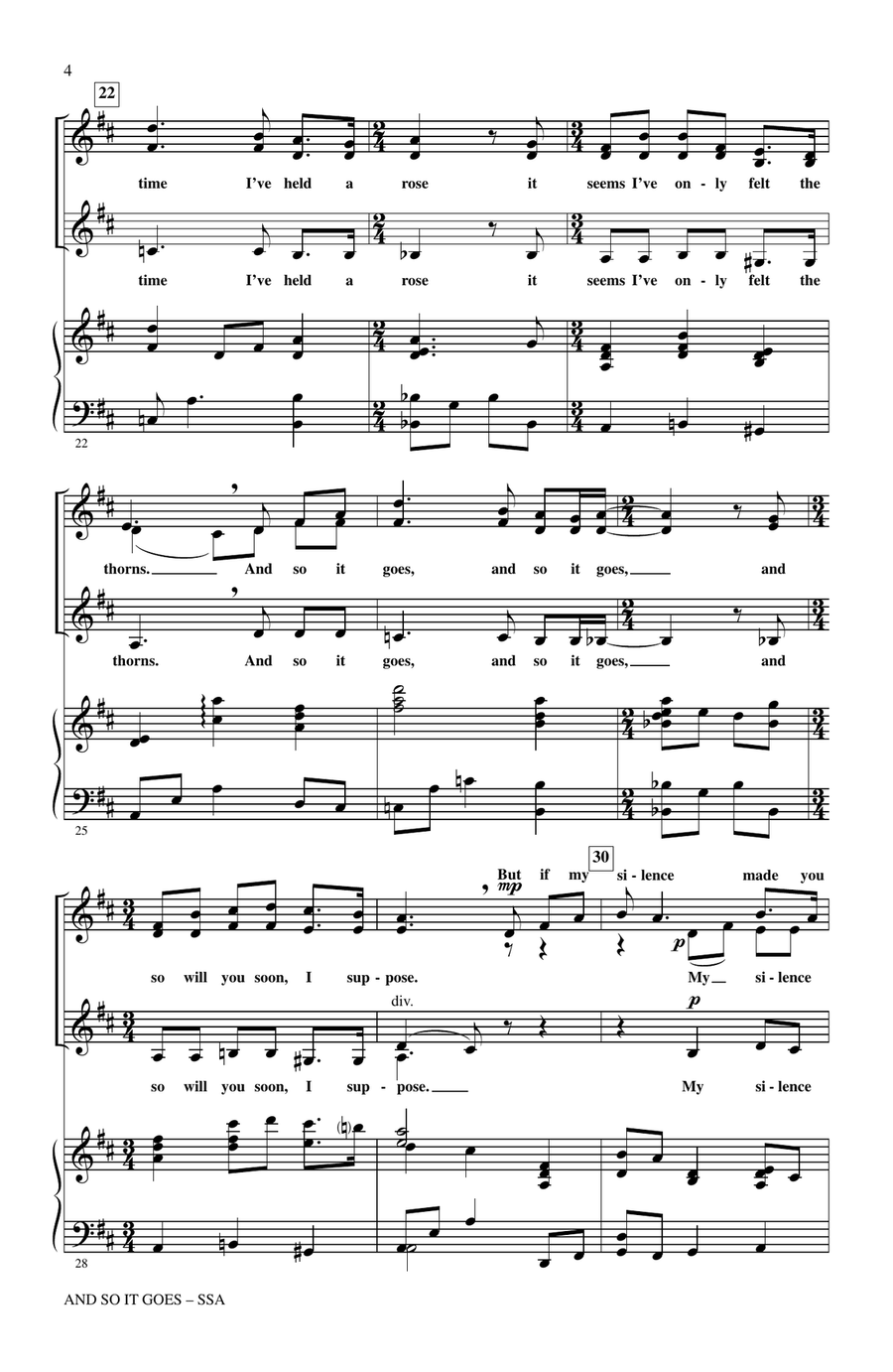 And So It Goes (arr. Audrey Snyder) SSA scores gallery preview page 3