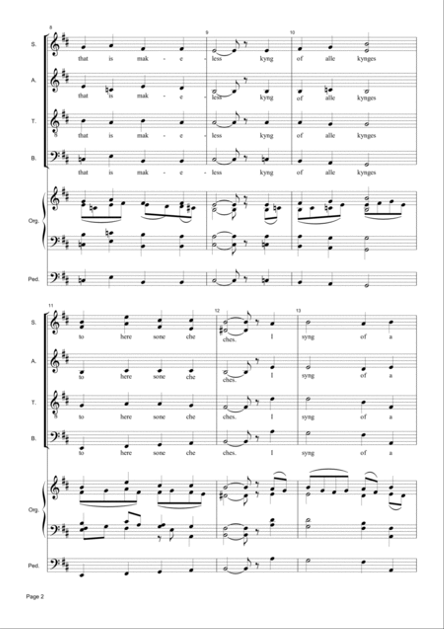 I Syng of a Mayden - A Christmas Carol for SATB Choir and Organ 4-Part scores gallery preview page 2
