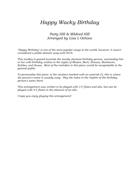 Happy Wacky Birthday for Flute Quartet image number null