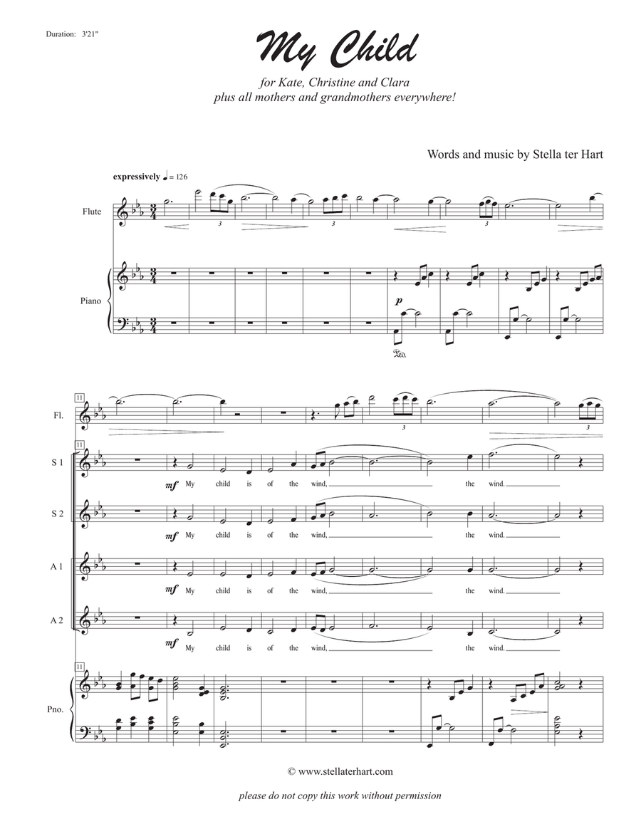 My Child - SSAA with piano and flute accompaniment SSAA scores gallery preview page 2