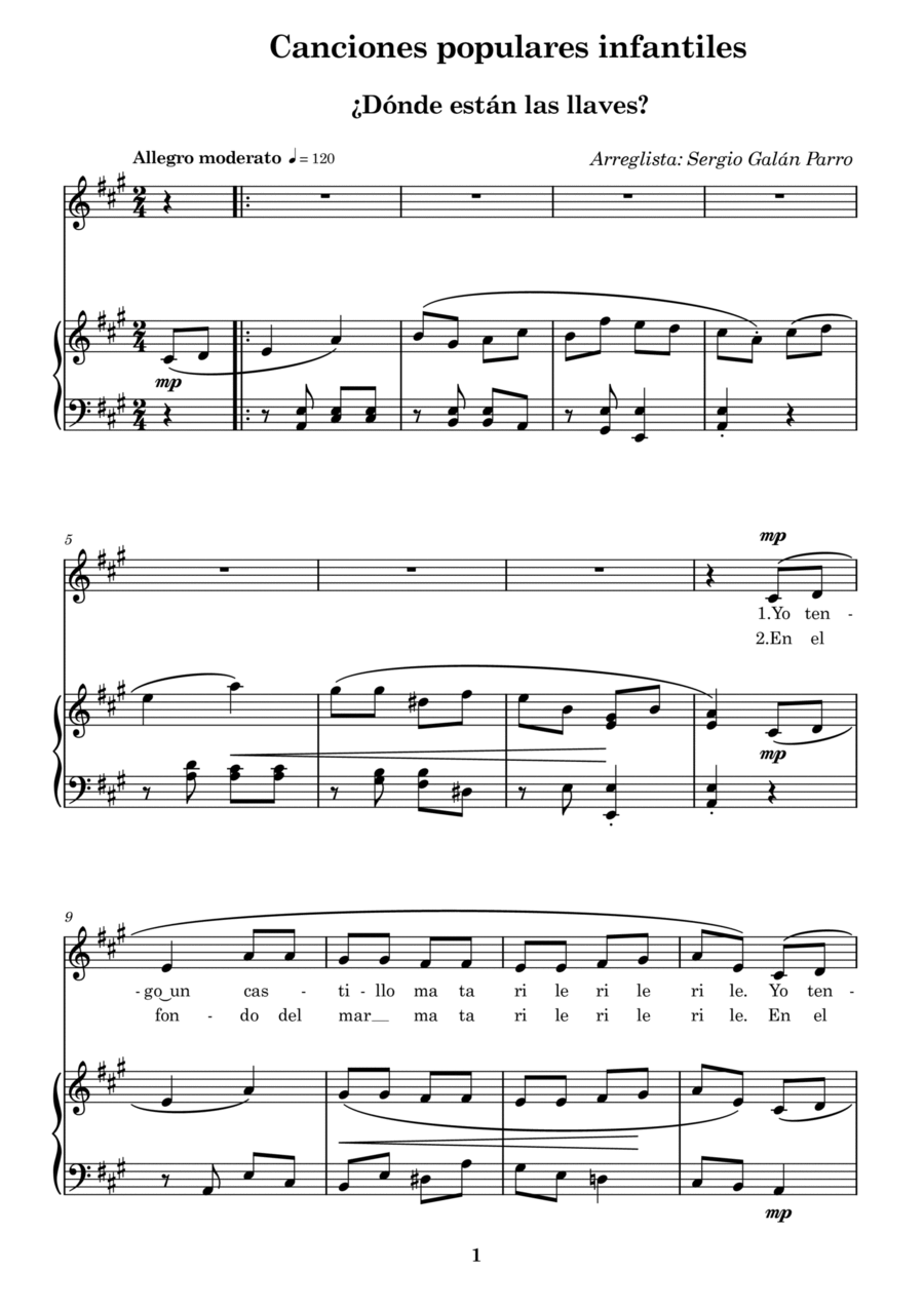¿Dónde están las llaves? Voice scores gallery preview page 1