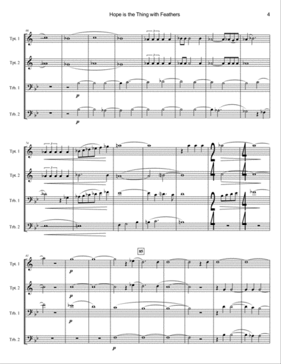 Hope Is The Thing With Feathers (Brass Quartet) Brass Quartet scores gallery preview page 5