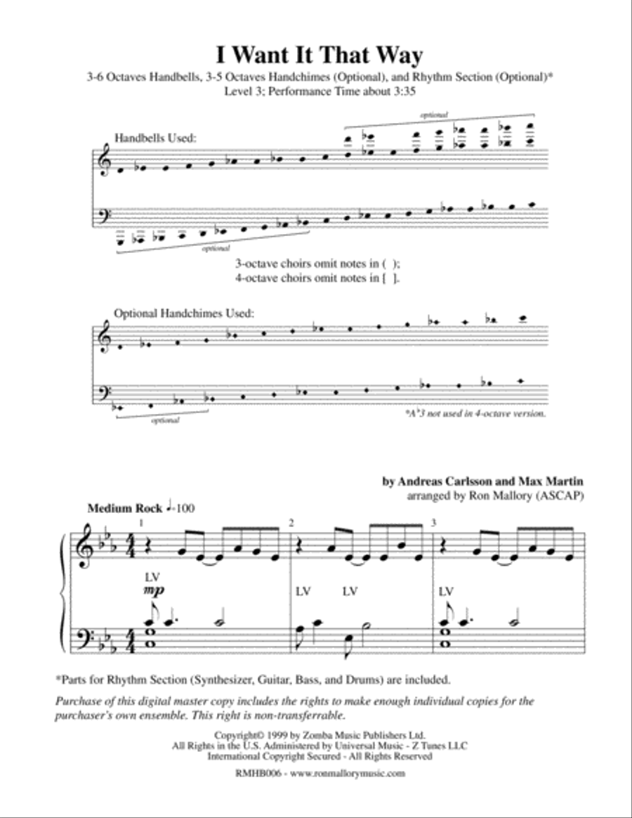 I Want It That Way Handbell Choir scores gallery preview page 2