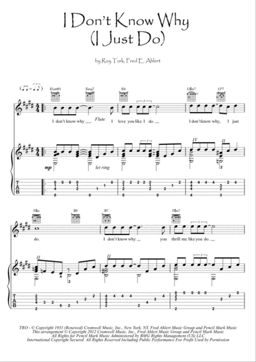 I Don't Know Why (i Just Do) by Fred E. Ahlert Flute - Digital Sheet Music