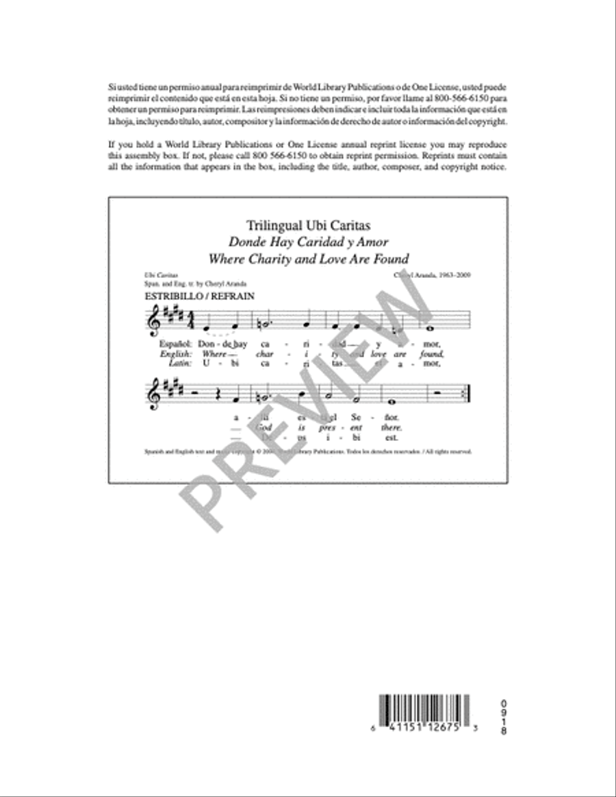 Trilingual Ubi Caritas-Aranda Easter scores gallery preview page 6