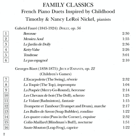 Family Classics: French piano duets inspired by childhood image number null