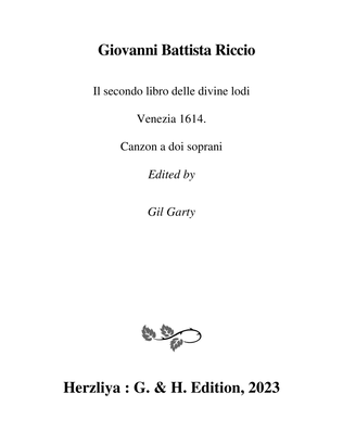 Il secondo libro delle divine lodi Venezia 1614. Canzon a doi soprani