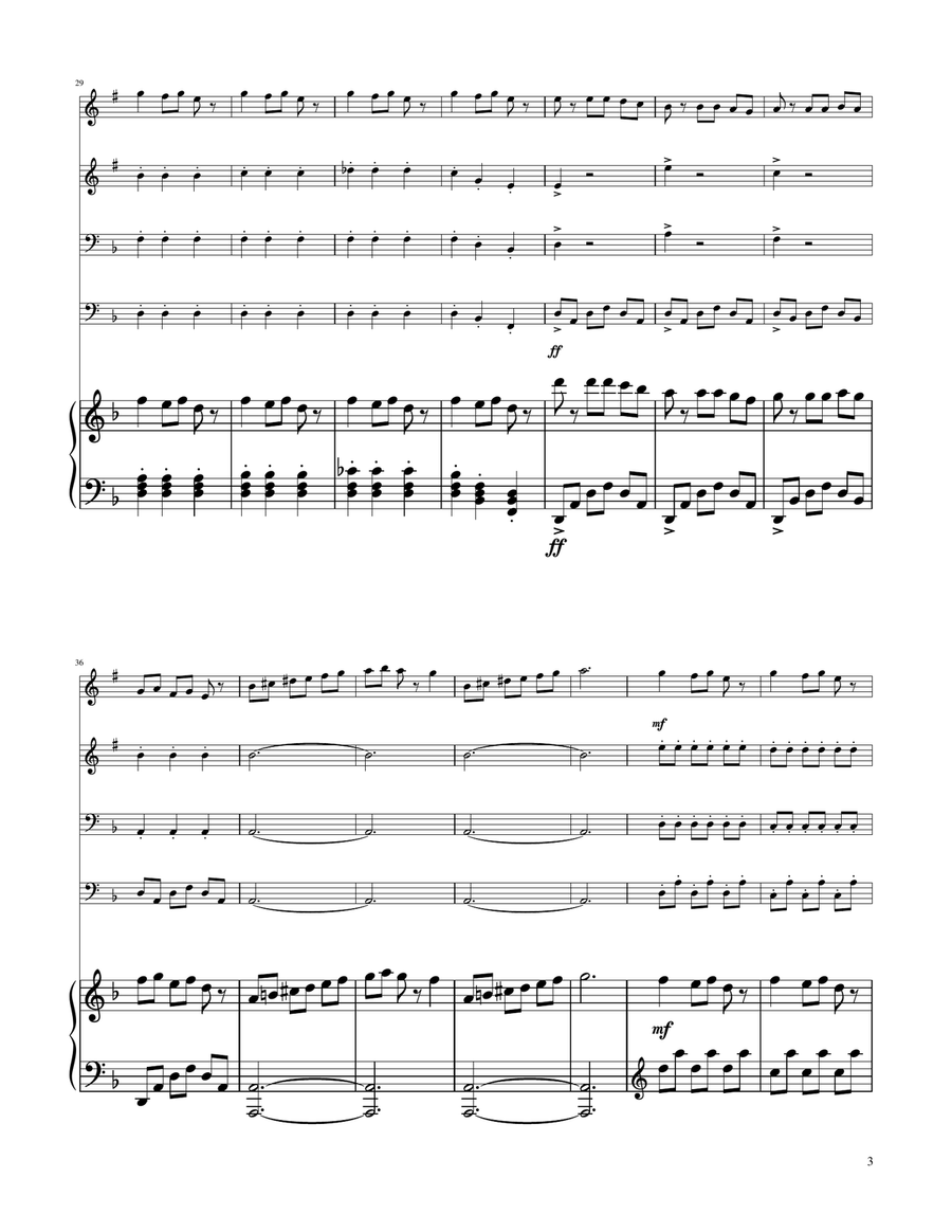 Carol of The Bells - Brass Quartet Brass Quartet scores gallery preview page 3
