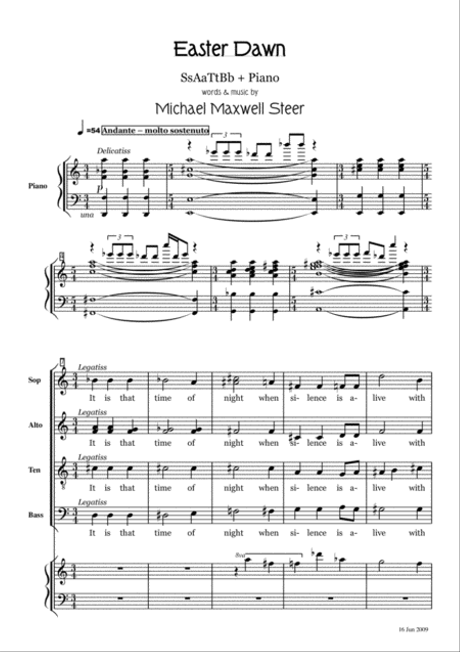 Easter Dawn. Visionary Motet for SSAATTB & piano Divisi scores gallery preview page 5