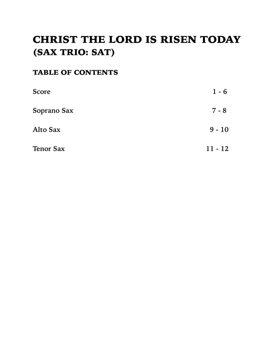 Christ the Lord is Risen Today (Sax Trio: SAT) SAT scores gallery preview page 4