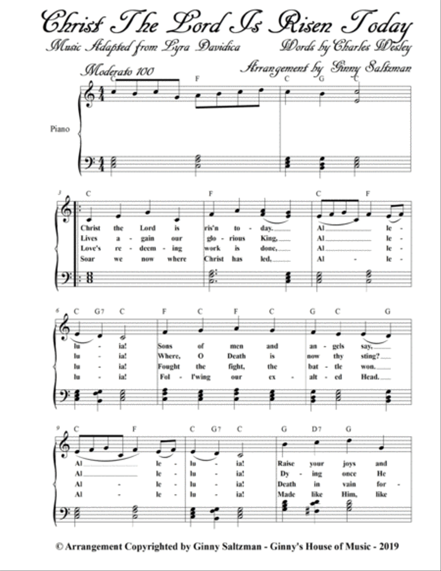 Low in the Grave He Lay (Christ Arose) and Christ the Lord Is Risen Today - Two Beautiful Easter Hym Easy Piano scores gallery preview page 4