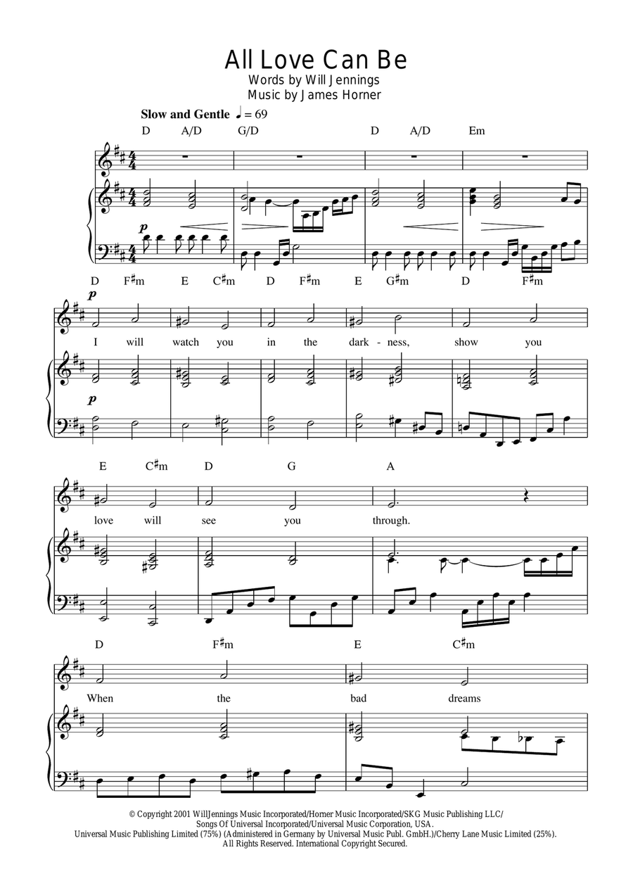 All Love Can Be (from A Beautiful Mind) Piano, Vocal scores gallery preview page 1