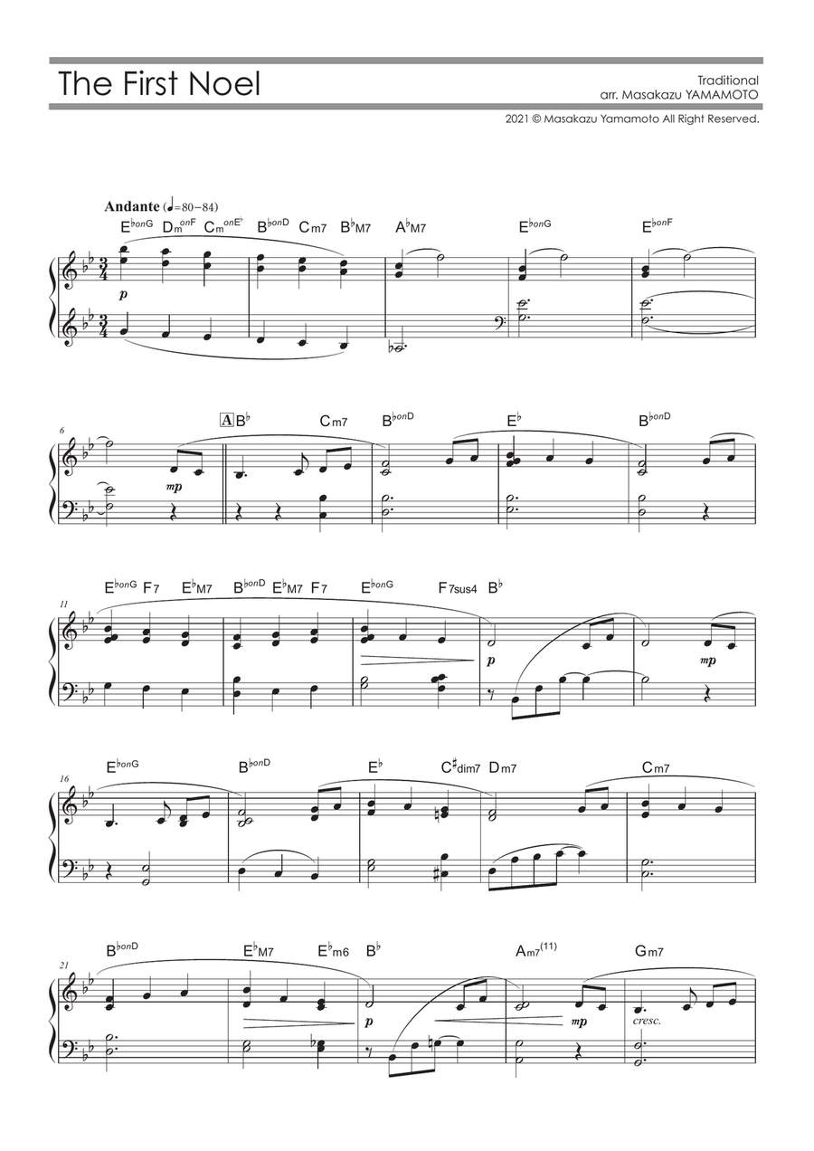 The First Noel [Piano solo / intermediate / Christmas Music Arr.] Piano Solo scores gallery preview page 1