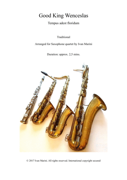 GOOD KING WENCESLAS - for Saxophone Quartet
