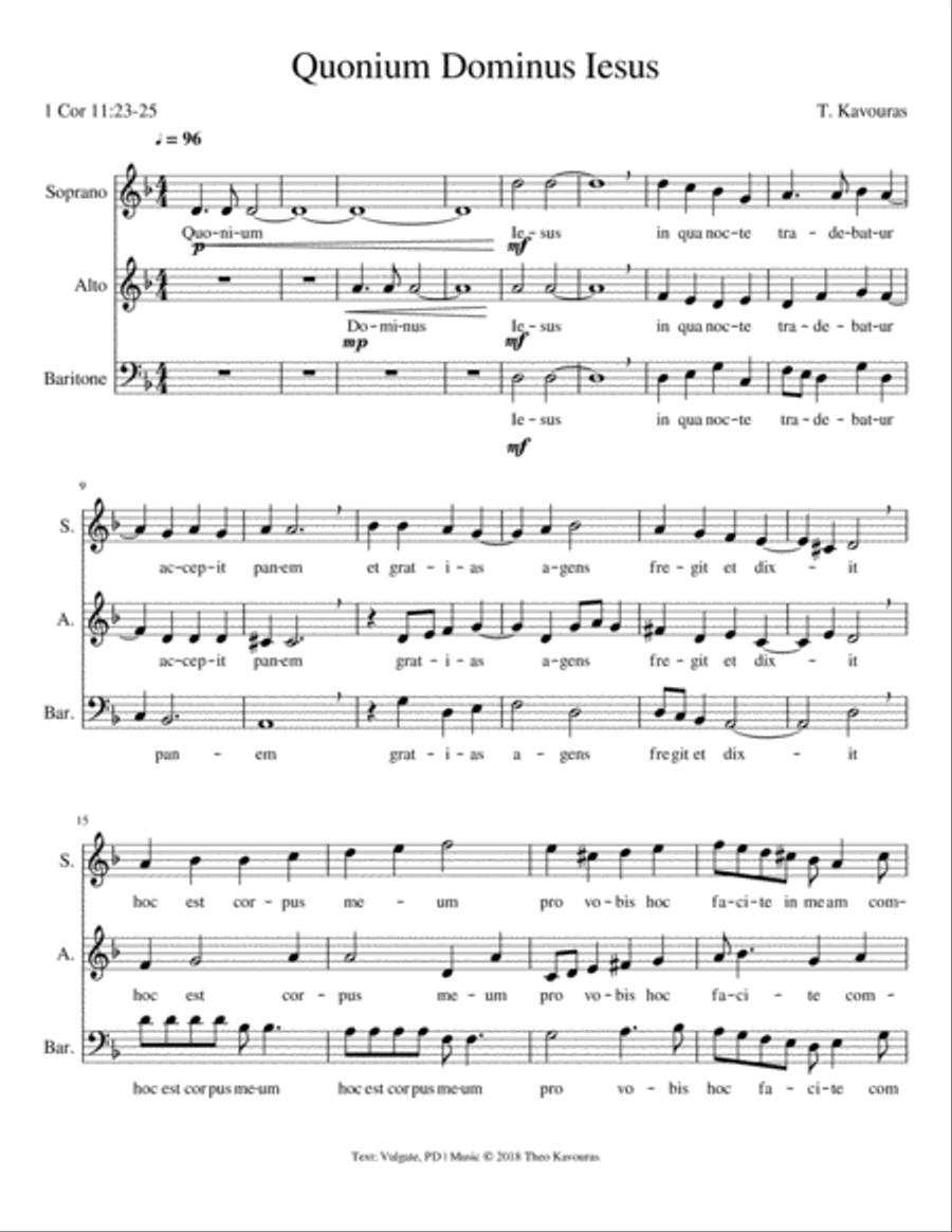 Quonium Dominus Iesus 3-Part scores gallery preview page 1