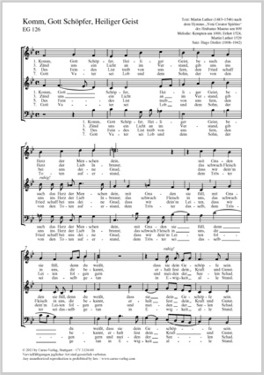 Komm, Gott Schopfer, Heiliger Geit 3-Part scores gallery preview page 1