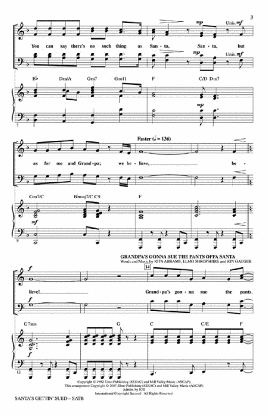 Santa's Gettin' Sued! Santa's Gettin' Sued! Choir scores gallery preview page 3