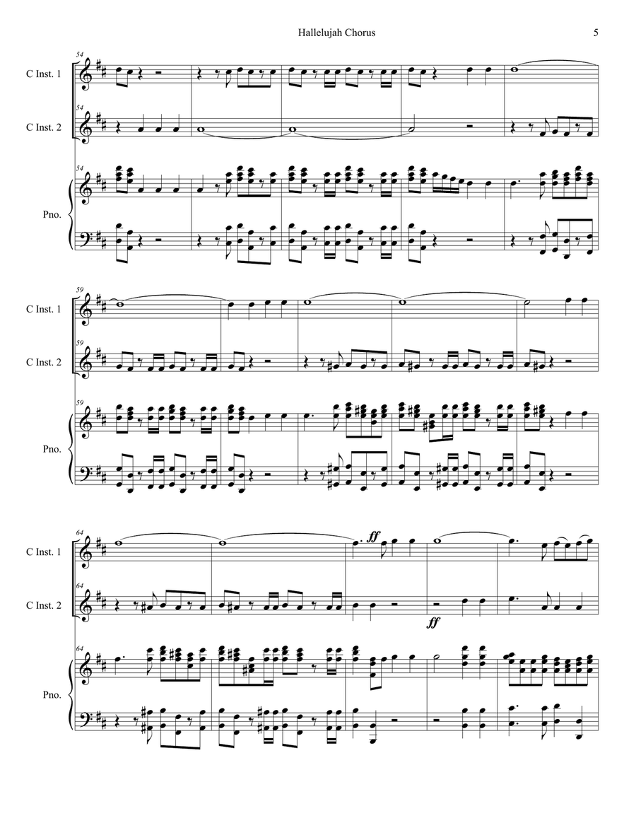 Hallelujah Chorus (Duet for C-Instruments) Flute scores gallery preview page 5