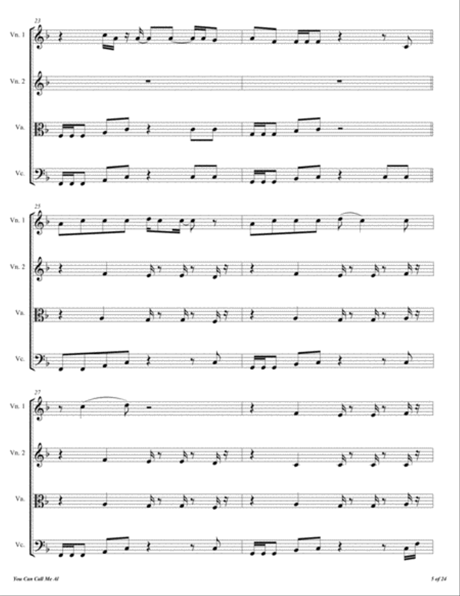 You Can Call Me Al String Quartet scores gallery preview page 6