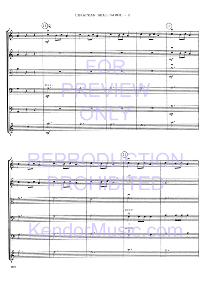 Ukrainian Bell Carol (Carol Of The Bells) (Full Score)