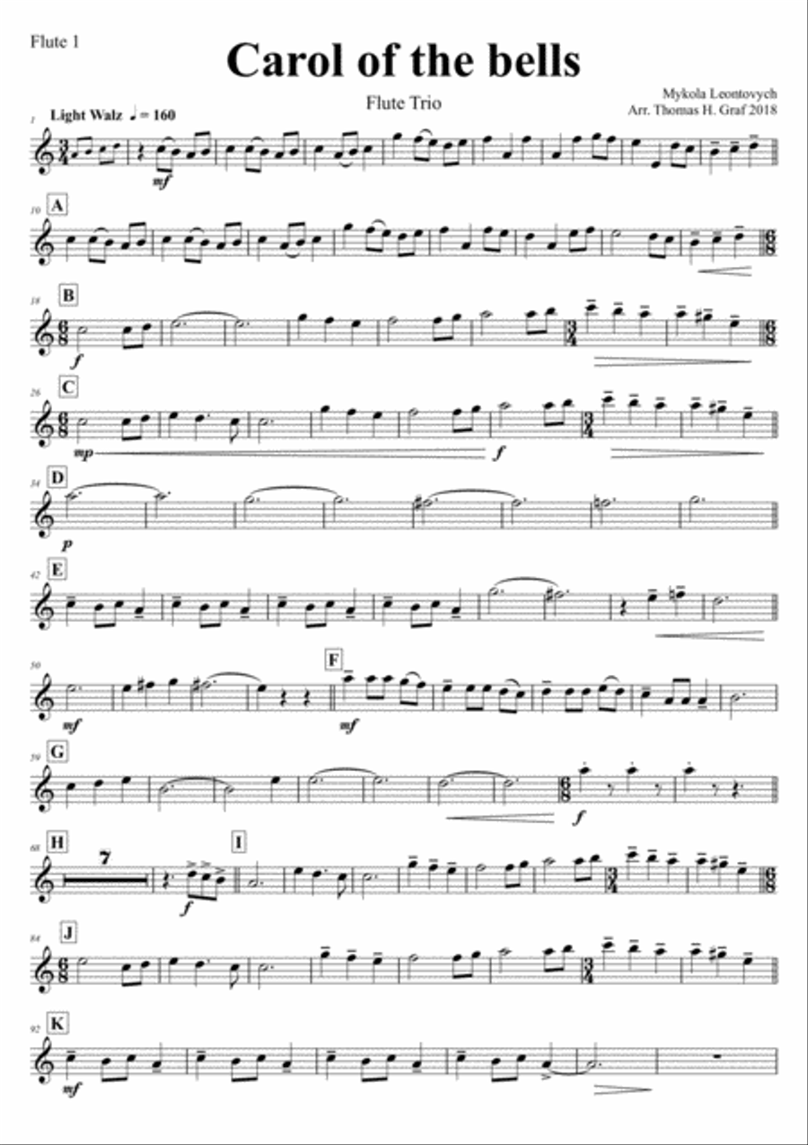 Carol of the Bells - Pentatonix style - Flute Trio Flute Trio scores gallery preview page 5