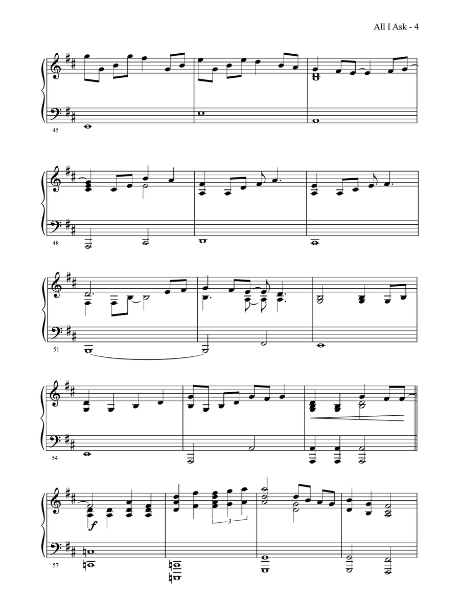 All I Ask Piano Solo scores gallery preview page 4